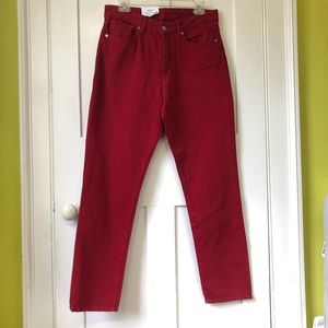 H&M red vintage fit high rise jeans